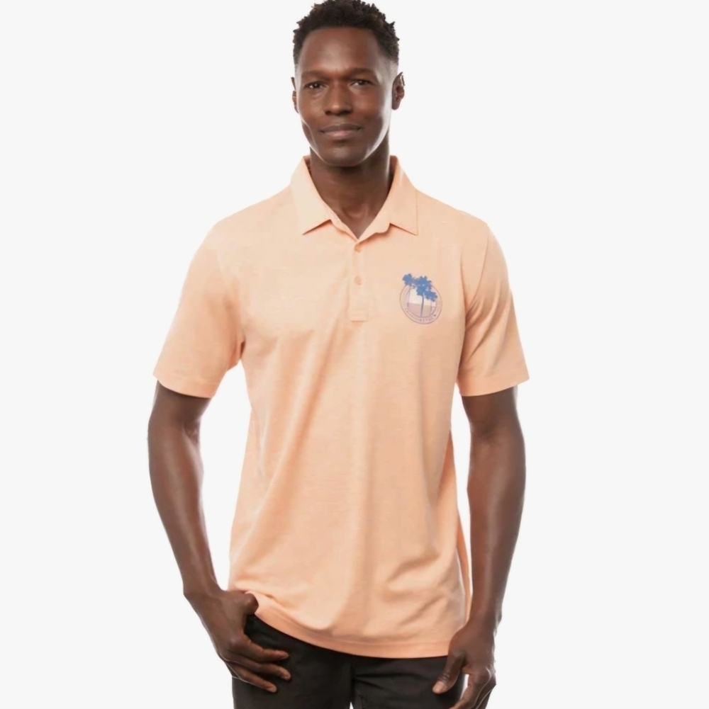Travis Mathew Brogrammer Golf Polo Shirt Pima Cotton Autumn Sunset Heather XL